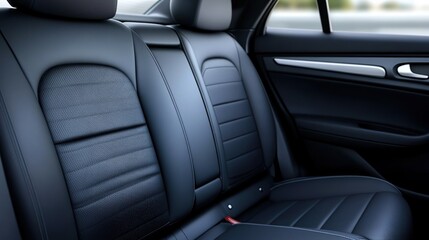 Sleek black leather seating in a modern car interior for a luxurious driving experience