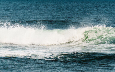 Wave splashing with foam in tropical sea