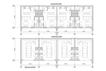 Vector architectural project of a multistory building floor plan