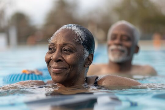 A couple relaxing by the swimming pool