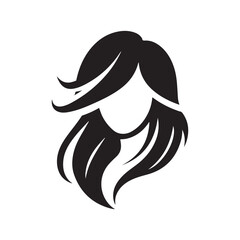 A modern, minimalist vector art of a woman’s long hair silhouette. Suitable for professional graphic designers, branding, and logo creation in beauty and fashion industries.

