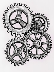 Intricate Gears and Cogs   Mechanical Engineering Design Blueprint