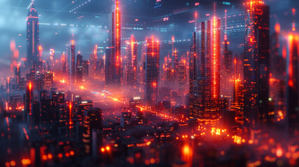 Futuristic Cyberpunk Cityscape with Neon Lights
