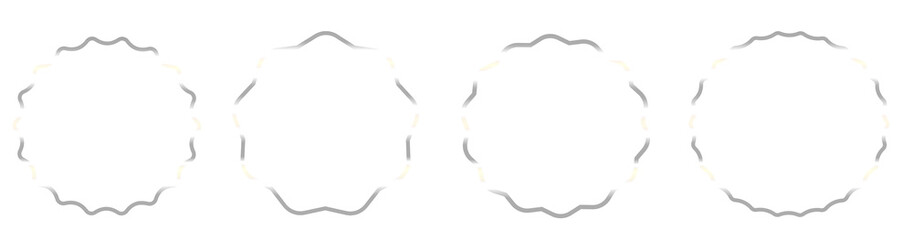 Silver round star frame shape objects set elements isolated on white background