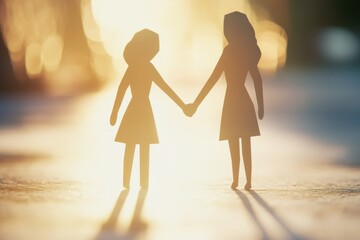 Paper cutout of a couple holding hands, simple and sweet