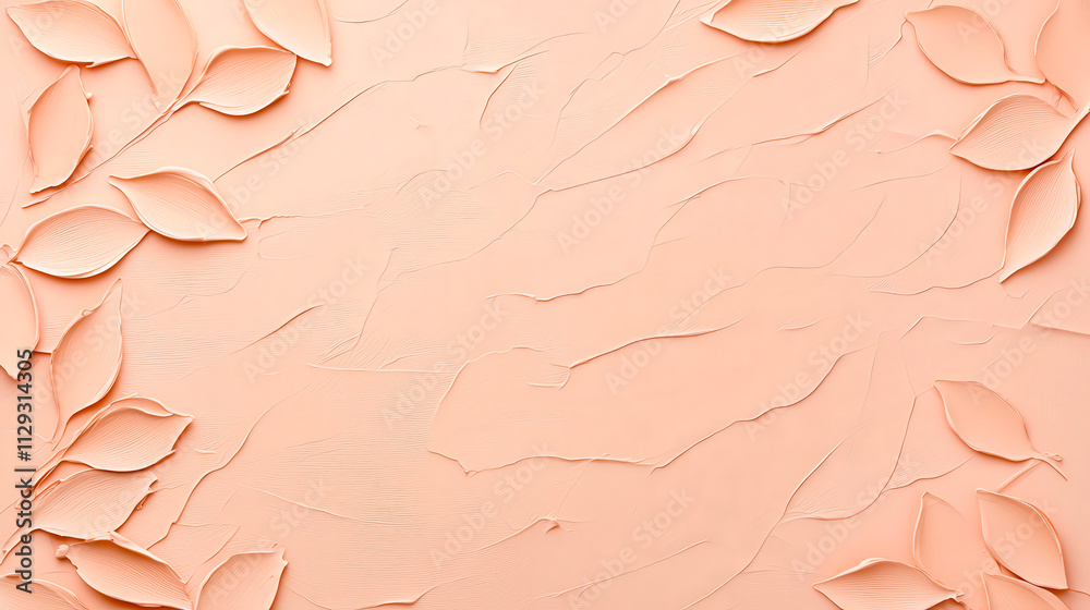 Poster textured peach background with leaf motifs designed for creative projects and presentations