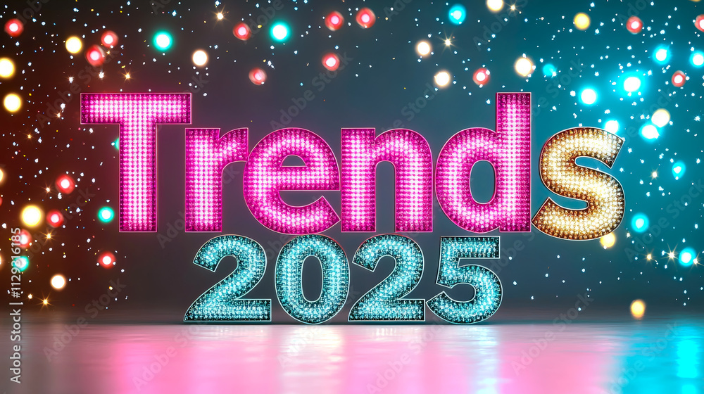 Aufkleber Bright and colorful display showcasing trends for the year 2025 with lights and sparkling elements