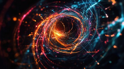 Fototapeta premium Colorful Spiral Lights Dark Room