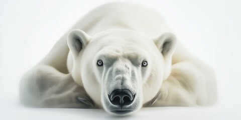 Obraz premium Studio photo of a polar bear isolated against a white background. Wildlife and conservation concept, space for copy.