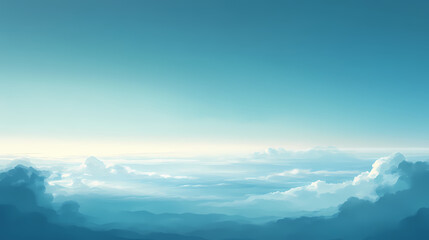 Background of a clear sky with a soft gradient from blue to white at the horizon. Horizon. Illustration