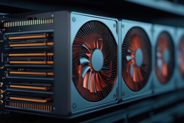 Crypto mining farm showcasing efficient GPU racks for enhanced digital currency processing