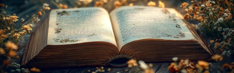 Fototapeta premium Enchanted Book Page with Floral Motifs