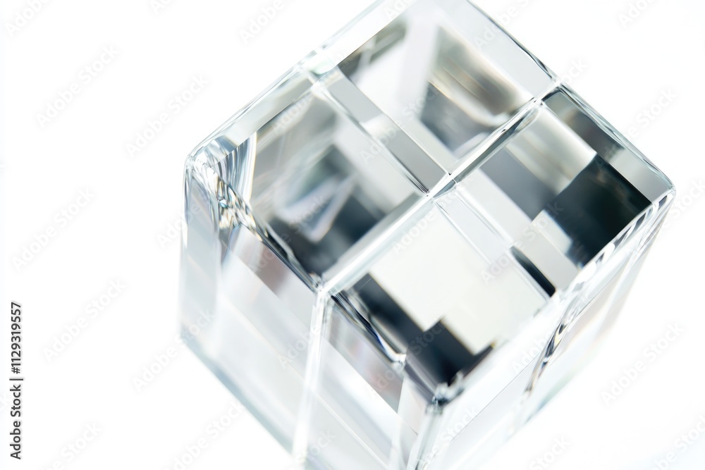Poster a glass cube reflecting a building's architecture