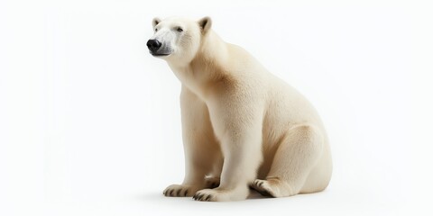 Fototapeta premium Studio photo of a polar bear isolated against a white background. Wildlife and conservation concept, space for copy.