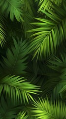 A seamless pattern of dark green palm leaves, creating an atmosphere reminiscent of the jungle