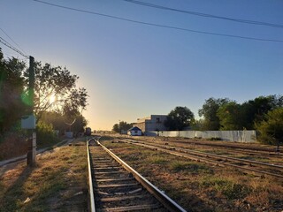 Fototapeta premium railroad tracks in the morning