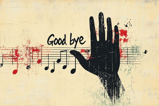 A lively illustration depicting a hand waving alongside bold "Good Bye" text. Perfect for farewell designs, capturing a cheerful yet poignant moment.


