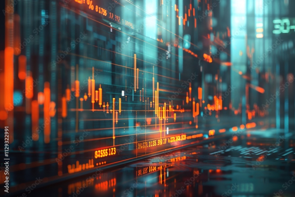 Leinwandbilder a close-up view of a stock chart displayed on a computer screen, ideal for financial reports or busi
