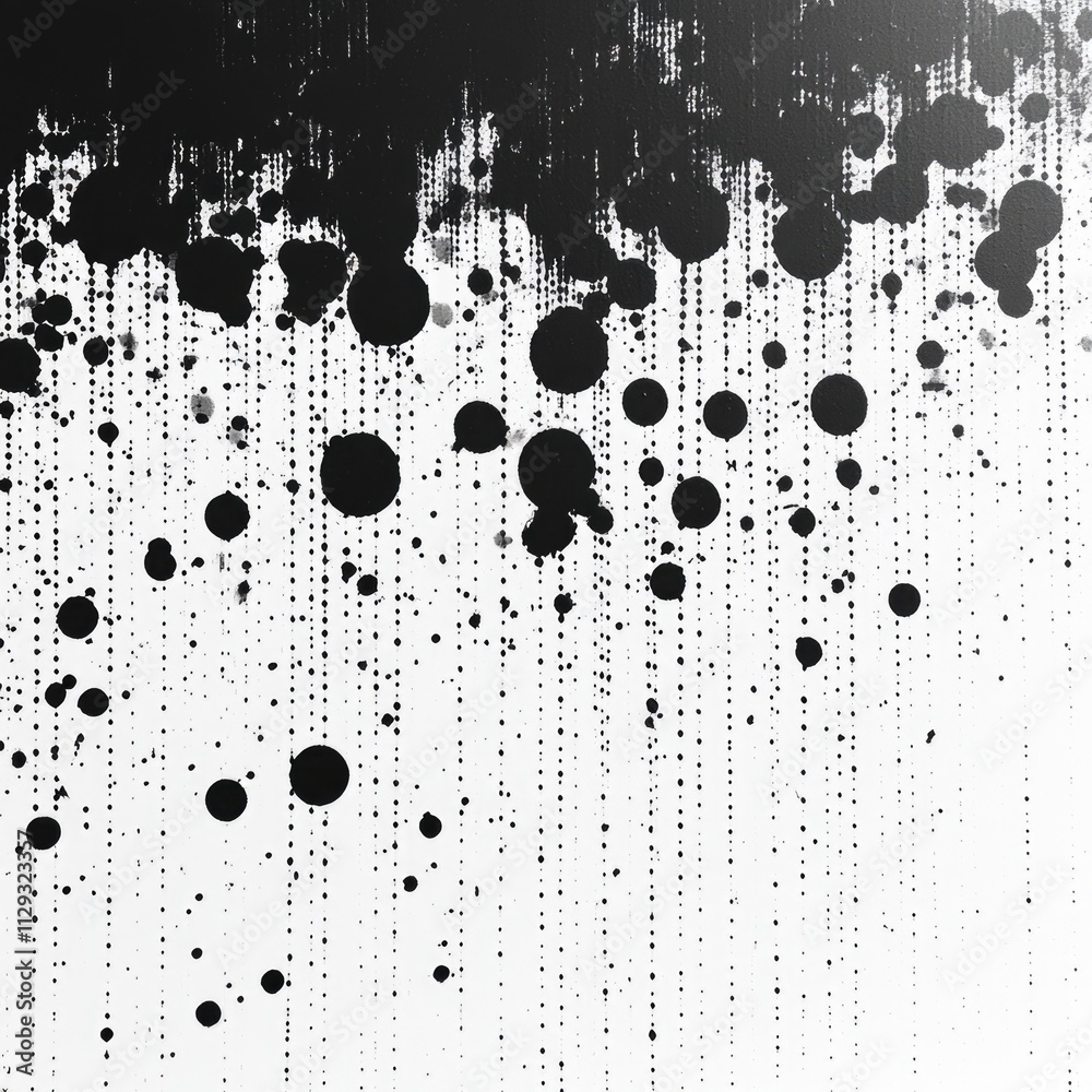 Poster a close-up shot of a cluster of dots in monochrome tones