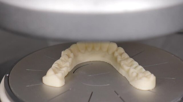 Professional dental equipment for aligners. Advanced technology in dentistry. Making dental aligners - braces or invisible retainer for teeth correction. Teeth healthcare. Plastic orthodontic device
