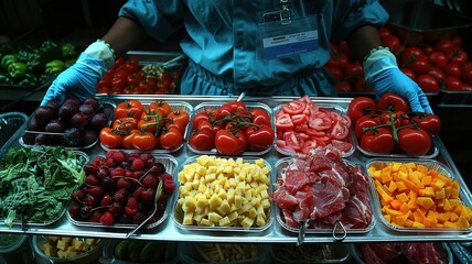 Restaurant healthy food delivery in take away boxes for daily nutrition