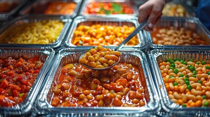 Restaurant healthy food delivery in take away boxes for daily nutrition