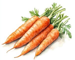 Fresh, vibrant carrots with green tops, showcasing their natural texture and color, perfect for healthy recipes and gardening inspiration.