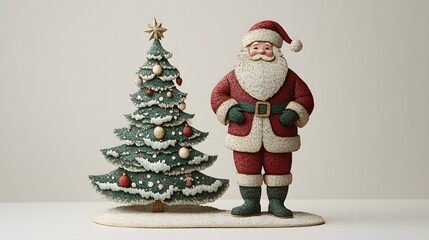 Fototapeta premium Santa Claus, Ornaments, Balls and Christmas Tree, Reindeer, Sleigh, Formed With Paper Cut Art, , Abstract Image, Texture, Pattern Background, Wallpaper, Cover and Screen of Smartphone, PC, Laptop, 9:1