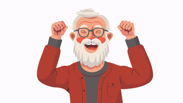 Joyful senior man with beard vector illustration for design projects
