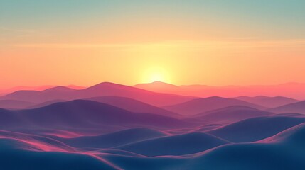 Vibrant sunset over a range of mountains.