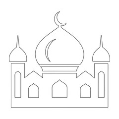Obraz premium Continuous Line Drawing of Mosque - Minimalist Vector Illustration, Islamic Line Art Design