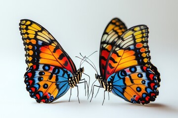 A pair of butterflies sit on top of each other, showcasing their unique mating behavior