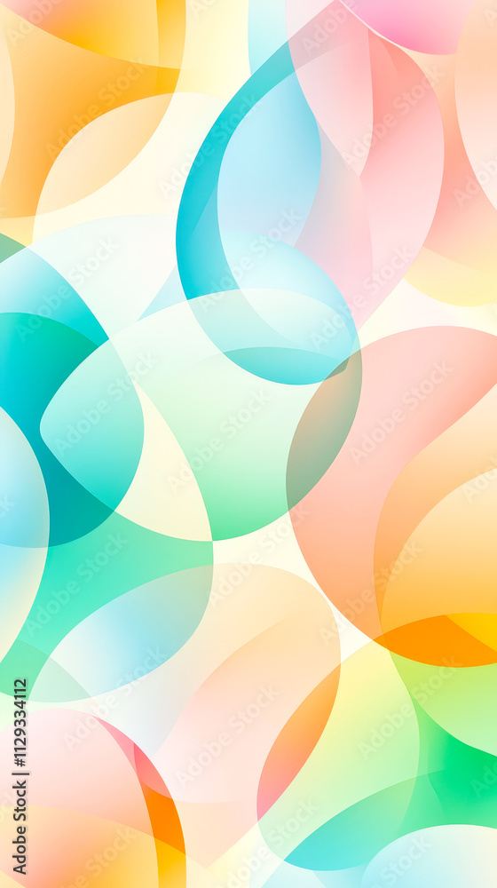 Aufkleber A vibrant display of overlapping shapes in pastel colors, creating an eye-catching and dynamic abstract pattern suitable for various backgrounds