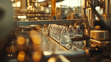 Automated Water Bottle Production Line in a Modern Facility