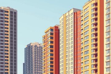 Fototapeta premium Urban Skyline Featuring Contemporary Apartment Towers: New Residential Condos in the Heart of the City