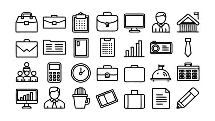 Business & Office related icon editable stroke outline  set of different types small icons isolated on white background flat vector illustration