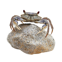  Crab on the standing on a rock isolated on a transparent background
