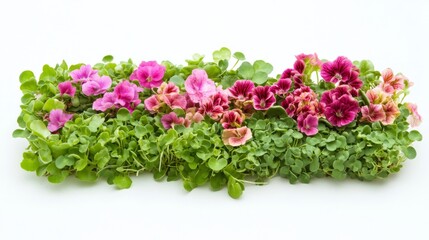 Fototapeta premium A Vibrant Floral Arrangement of Pink and Red Flowers with Lush Green Foliage