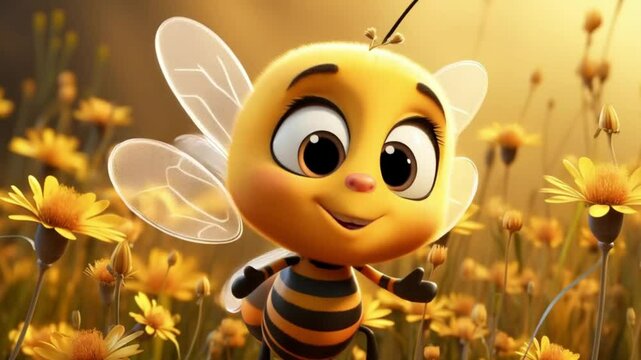 Cartoon of a cute baby bee animation