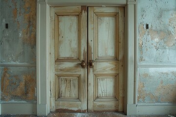Pair of wooden doors in an old building