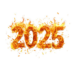 Obraz premium Text 2025 year image isolated on a transparent background