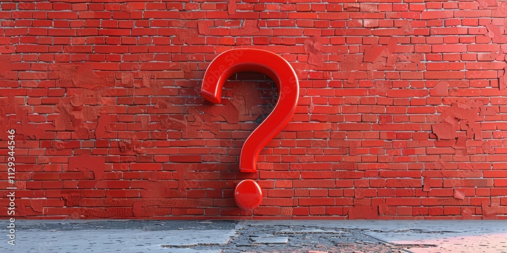 Poster a single red question mark on a brick wall, perfect for highlighting uncertainty or curiosity