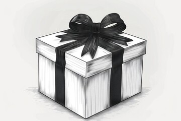 A simple illustration of a gift box in monochrome colors
