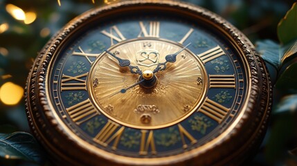 Obraz premium A detailed shot of a clock face nestled among the branches of a tree, suitable for use in editorial or advertising contexts