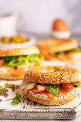Bagel sandwich with salmon