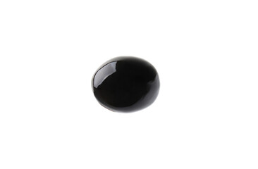One whole black olive isolated on white