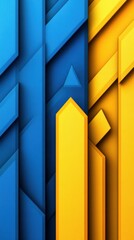 Obraz premium Bold geometric shapes in blue and yellow create a striking abstract design, AI