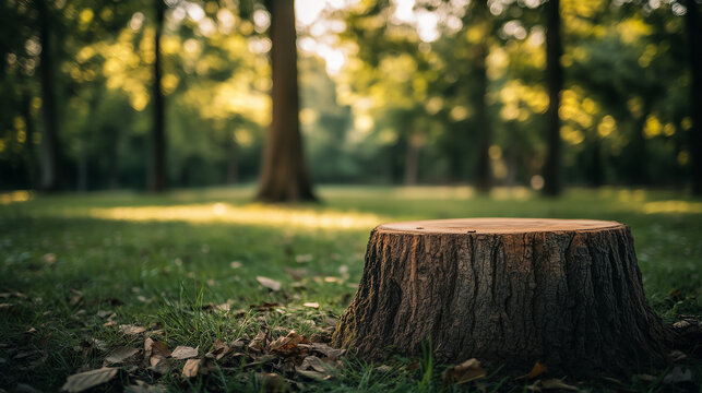 Tree stump in forest highlighting nature preservation efforts