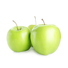 Three fresh green apples isolated on white