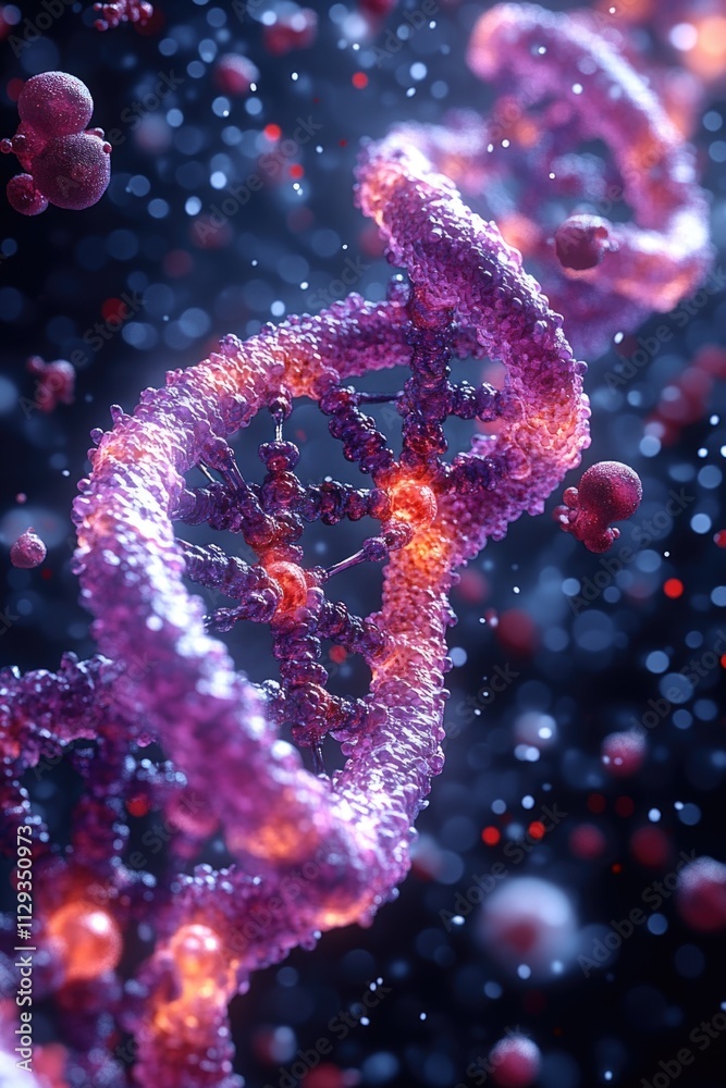 Poster close-up image of a double strand of dna molecule